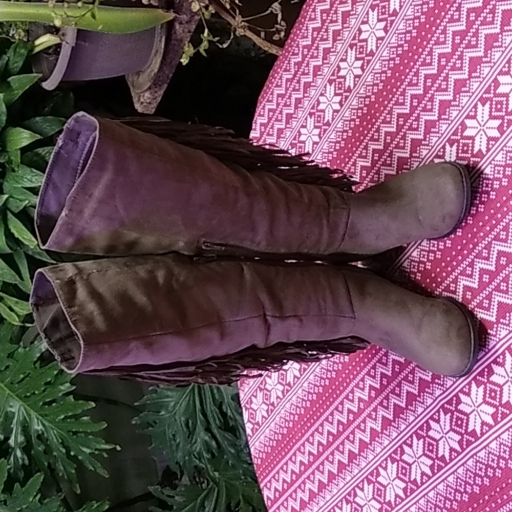 Suede leather knee high boots